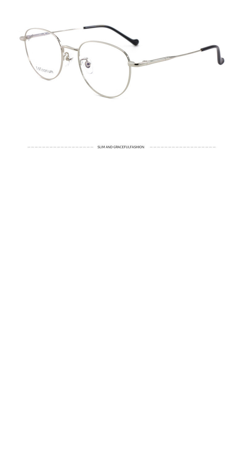 Vintage Half Titanium Eyeglass Frame Oval Frame Unisex Fashion Versatile Glasses Metal Frame Hot Sale