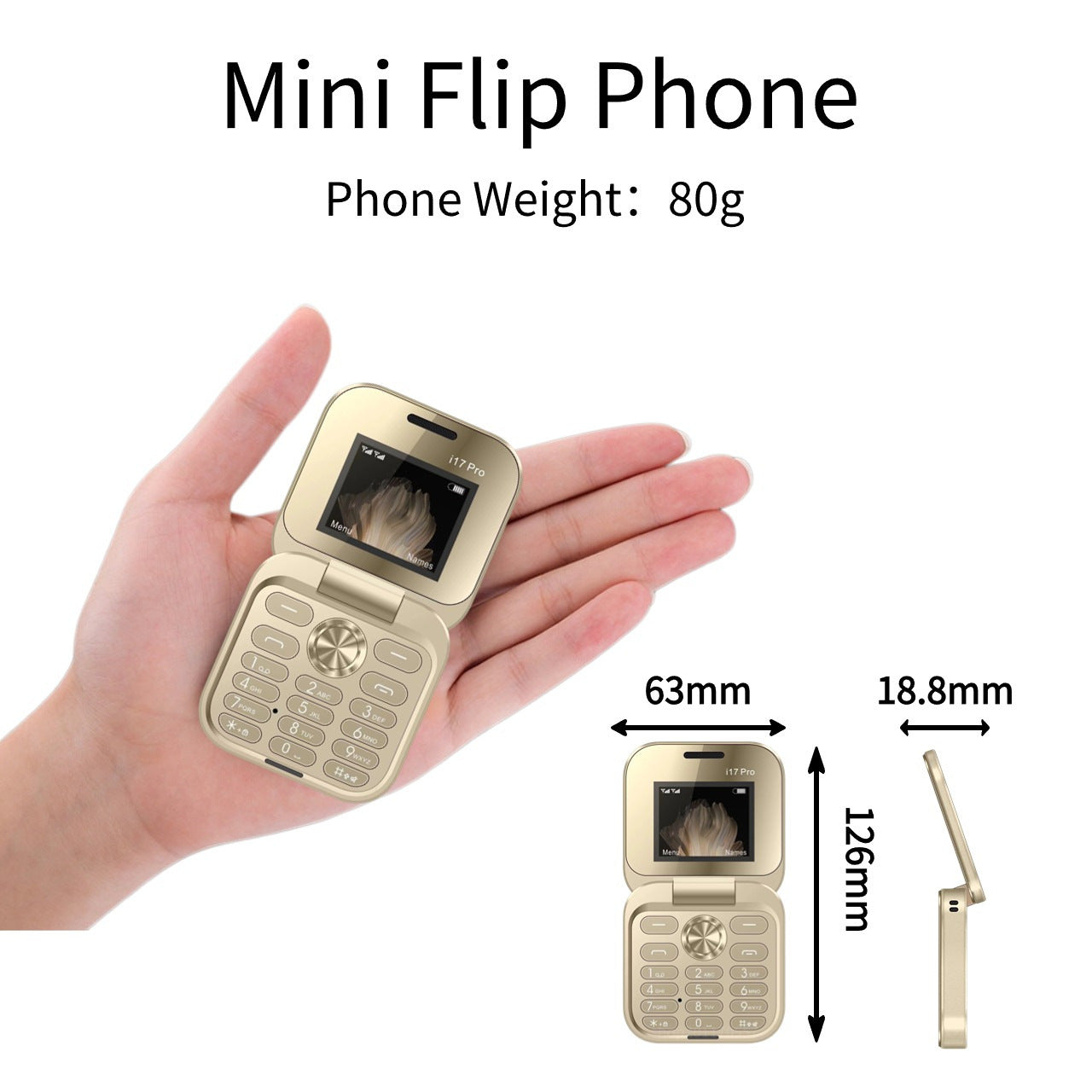 Hot Selling Exquisite Appearance Mini Folding Feature Phone Flip Cover Elderly Button Phone Pocket Phone