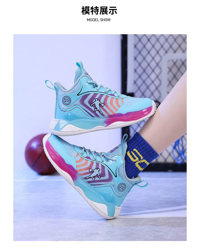 Big Kids Practical Basketball Shoes Children Professional Training Wear-Resistant Sneakers Mesh Breathable Non-Slip Running Sports Shoes