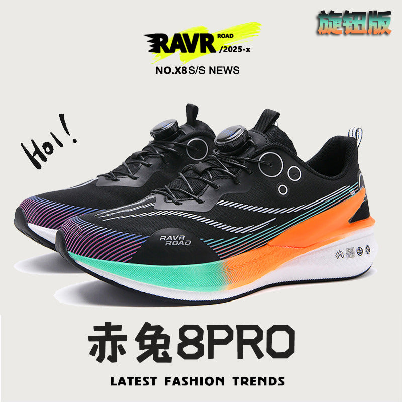 Red Rabbit8PRO Full-length Carbon Plate Men's and Women's Youth Racing Breathable Mesh Running Shoes Rotating Buckle Shock-absorbing Sports Shoes