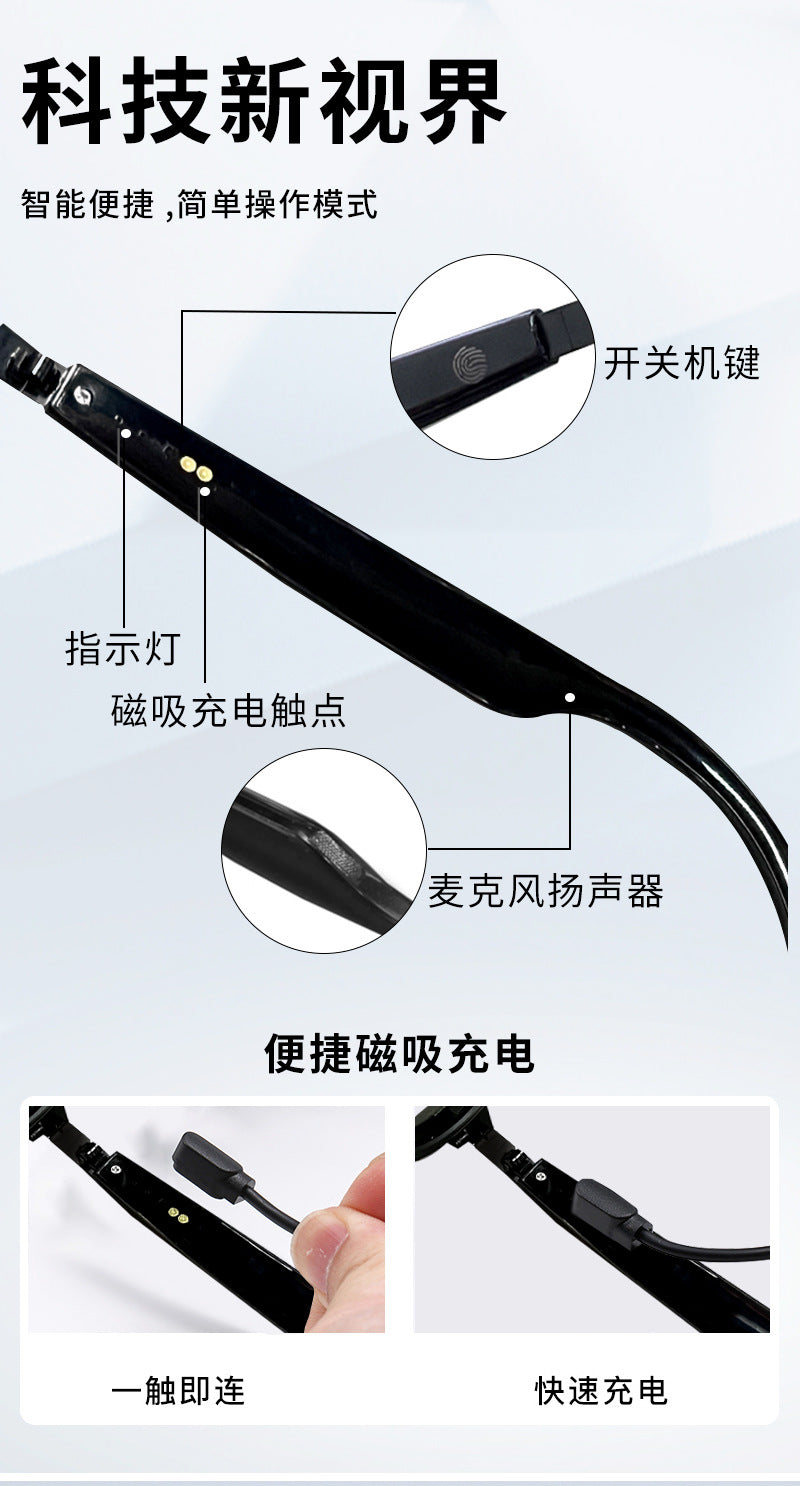 Factory direct sales smart glasses Bluetooth call ai Translation Driving Riding Comfortable Fashionable Sunglasses