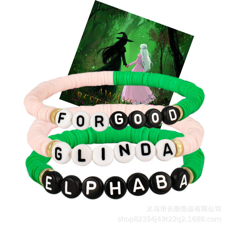 New Product WITCH Witch Bracelet Women's Friendship Gift Rice Beads GLINDA Alphabet Soft Clay Bracelet Set