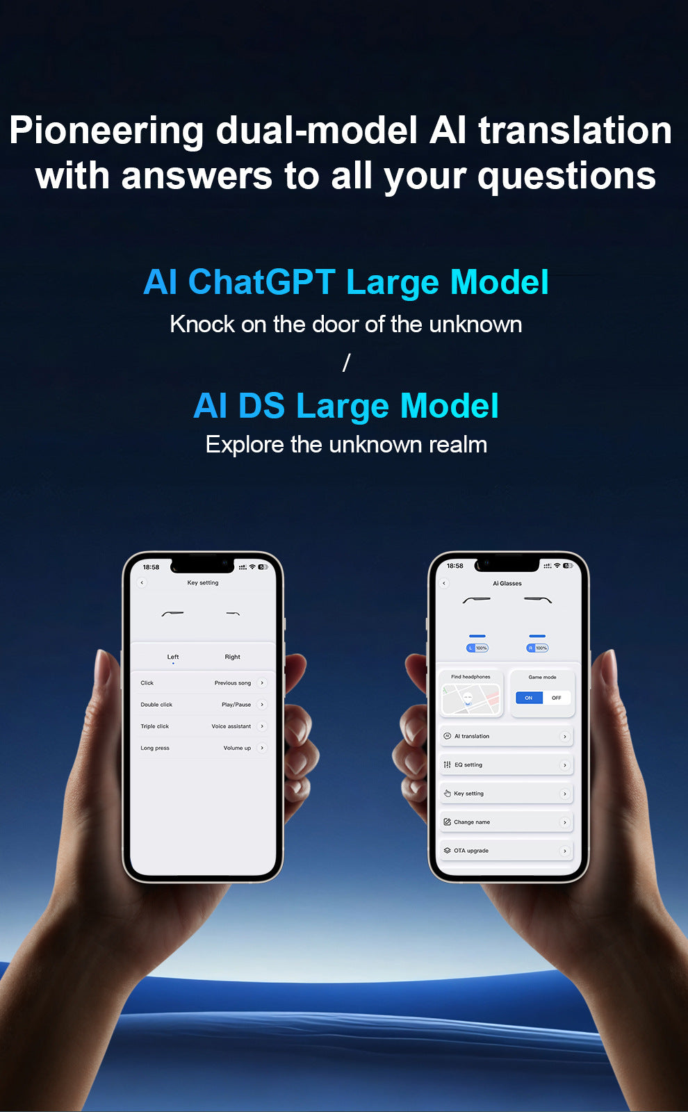 ai Translation Smart Glasses Photochromic Bluetooth Wireless Hands-Free Call Audio Multi-Function Driving Glasses