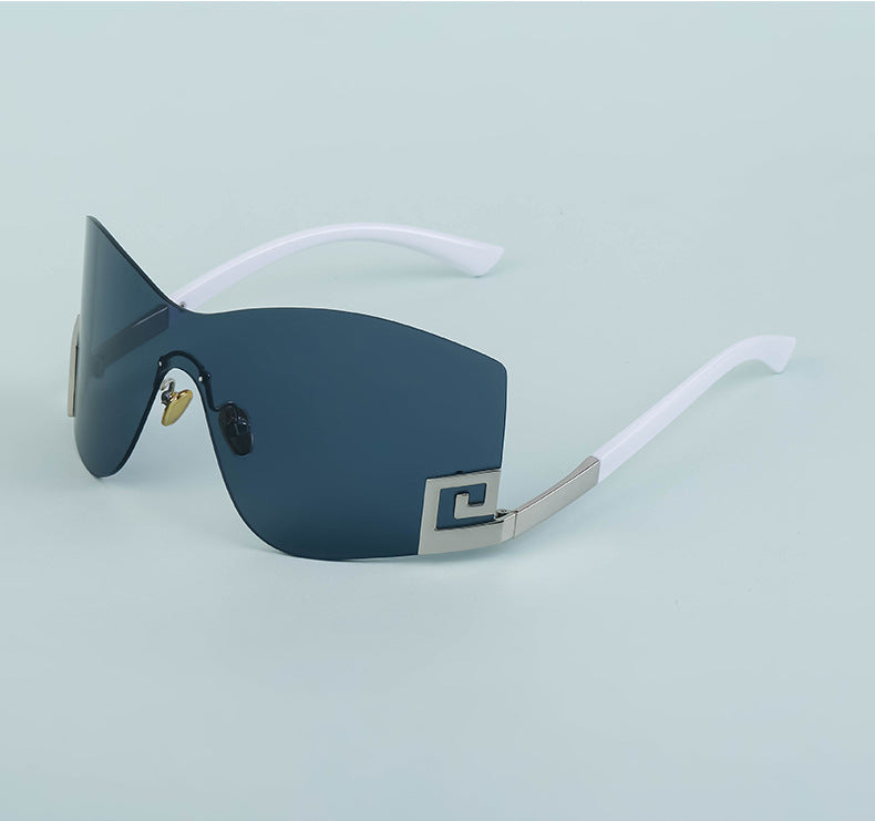 European and American Fashion Frameless Windproof Sunglasses for Women Trendy Large Frame Sunglasses Women's Glasses Wholesale sunglasses