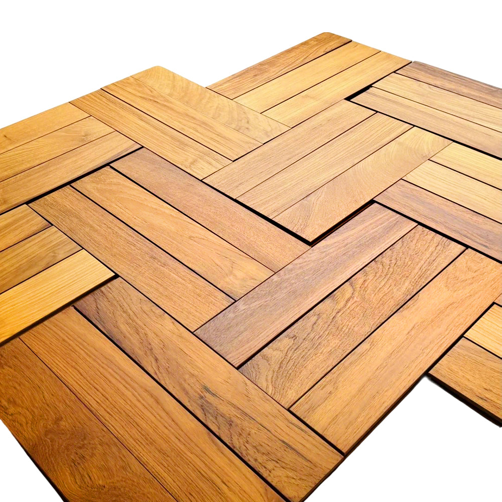Custom ENF Certified AB Grade Solid Wood Teak Click Lock Multilayer Engineered Wood Flooring for Outdoor & Park Use