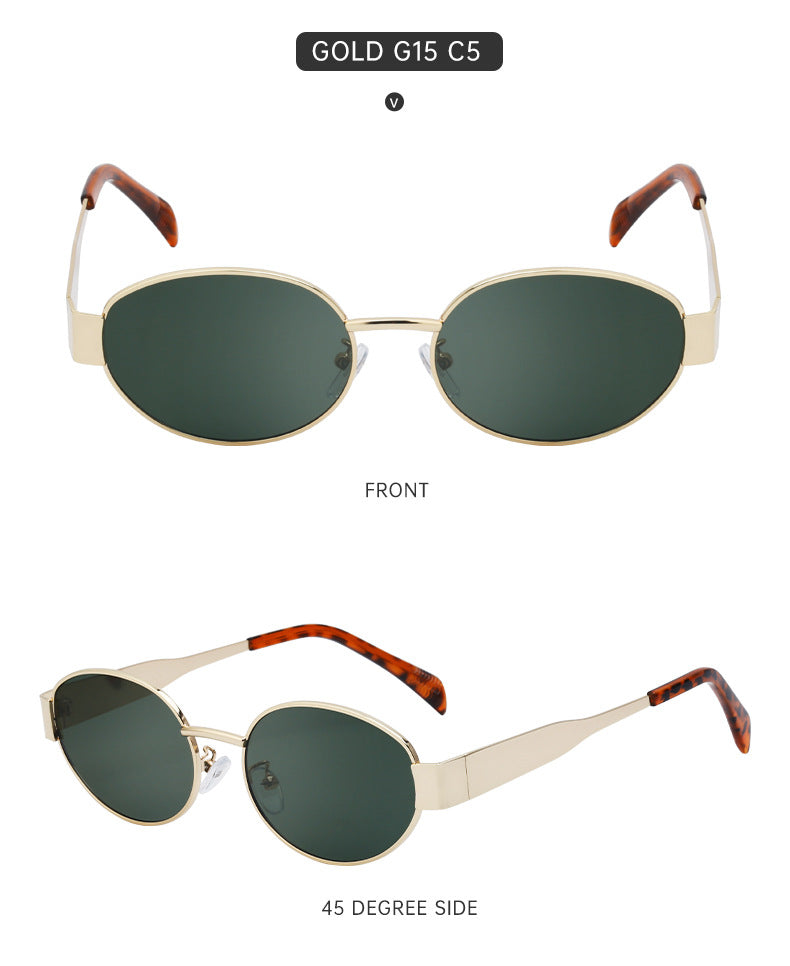 New European and American Fashion Oval Frame Sunglasses for Women High-end Sunglasses for Women Trendy Sunscreen Wholesale sunglass