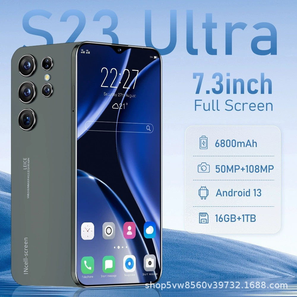 Mobile Phone S23+Ultra7.3Inch16+512G Memory All-in-One Machine Factory Direct Smart Full Screen