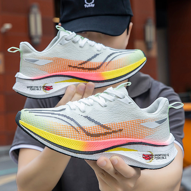 Red Rabbit7pro Breathable Mesh Popcorn Carbon Plate Running Shoes Men and Women Students Sports Sneakers Casual Jogging Shoes