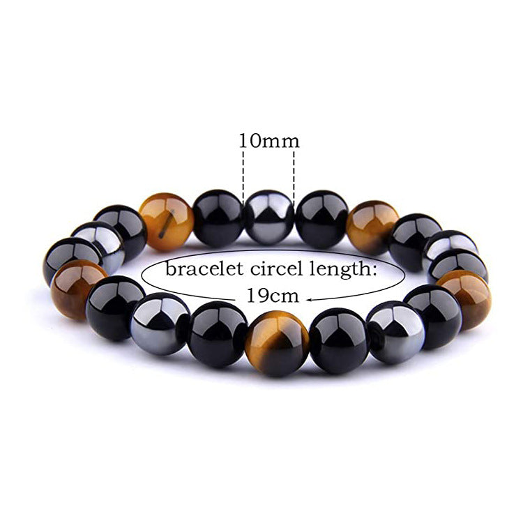 Men's Tiger Eye Magnetic Bracelet Natural Stone10mm Agate Bracelet Elastic Cord Single Circle Tiger Eye Stone Beaded Bracelet