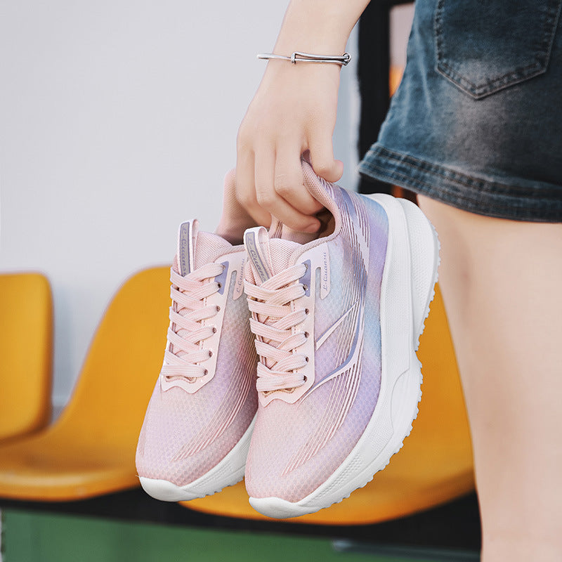 Autumn Women's Shock Absorption Lightweight Running Shoes Mesh Breathable Casual Shoes Non-Slip Popcorn Soft Sole Women's Breathable Comfortable