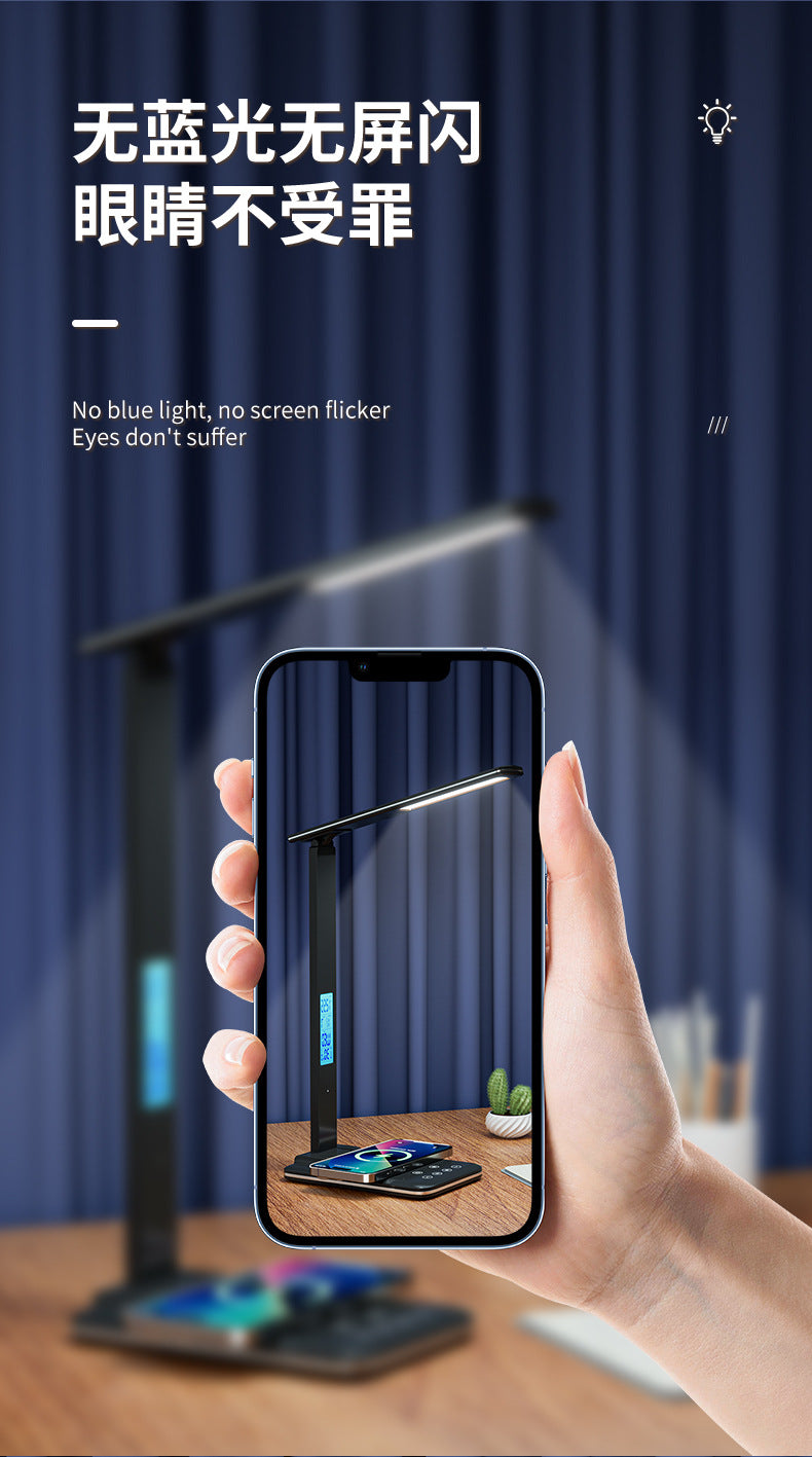 Wireless Charging Table Lamp Bedside High-end Adjustable Dimming Color Night Light Multi-functional Desktop Study Lamp