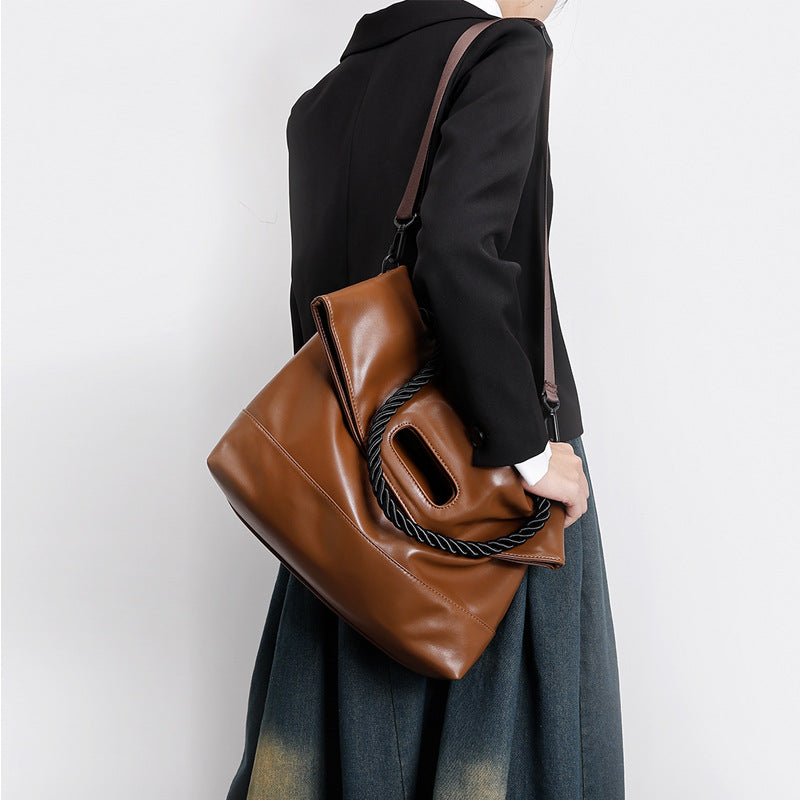 Fashion Women's Bag Spring New Soft Leather Ladies Bag Large Capacity Simple Commuter Student Shoulder Tote Bag