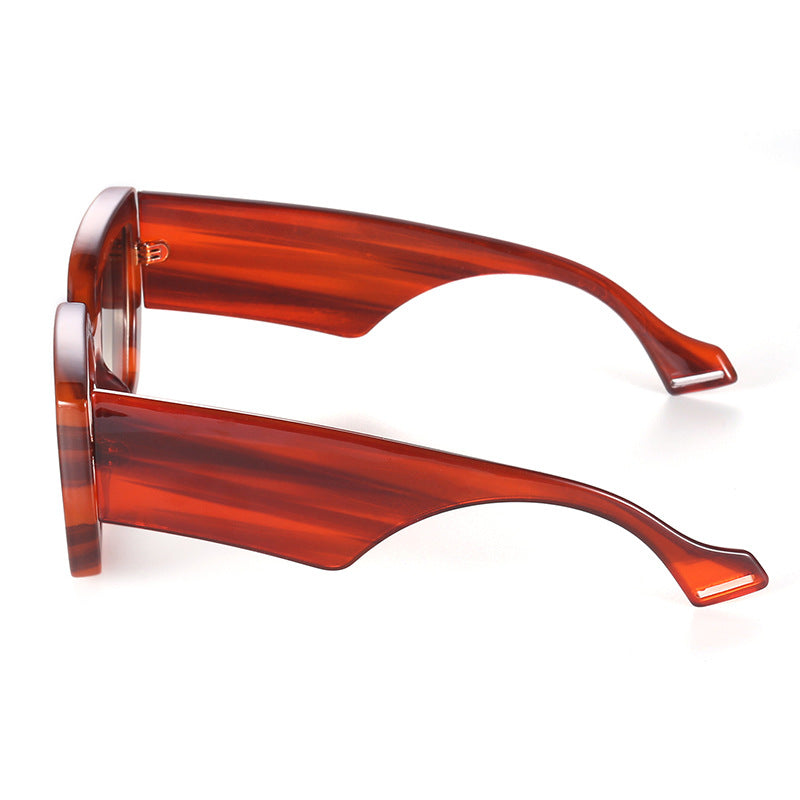 Trendy Square Frame Wide Temple Sunglasses for Women, Internet Celebrity Style Large Frame Sunglasses for Women sunglasses