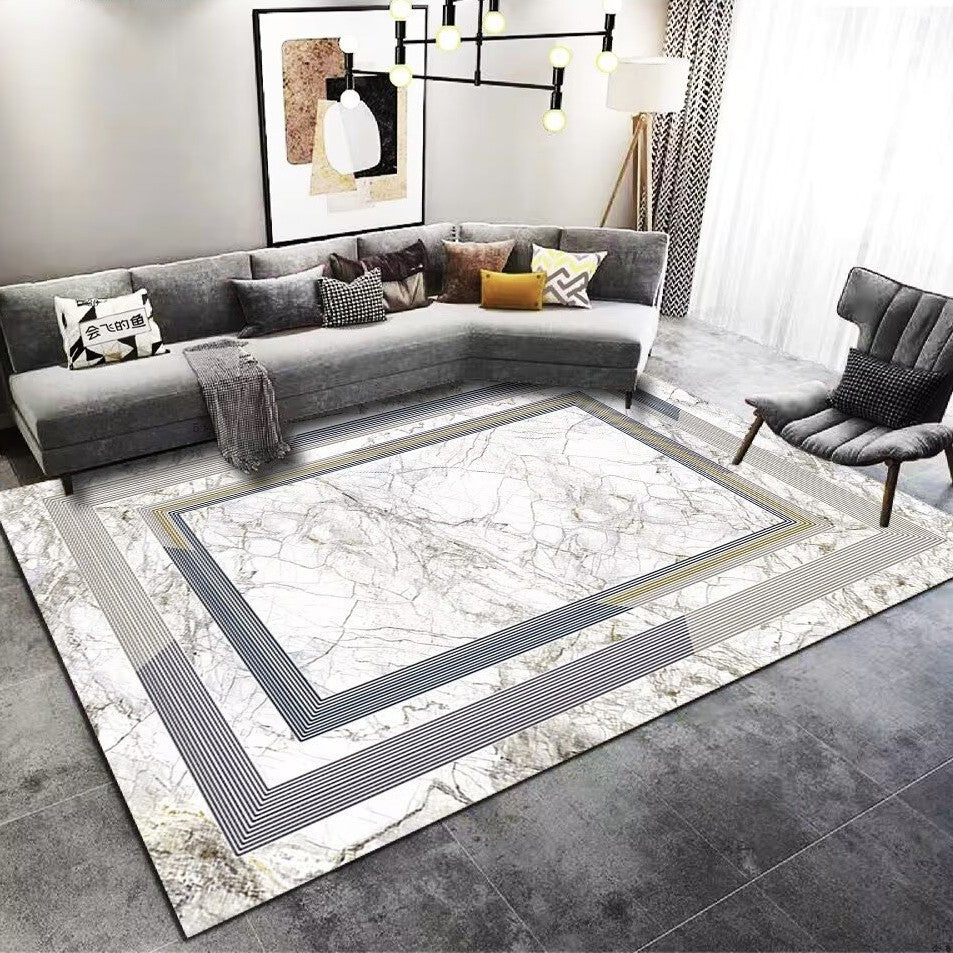 Living Room Carpet Stain Resistant Easy Care Crystal Velvet Carpet Home Sofa Coffee Table Rug Bedroom Wear-Resistant Non-Slip Mat