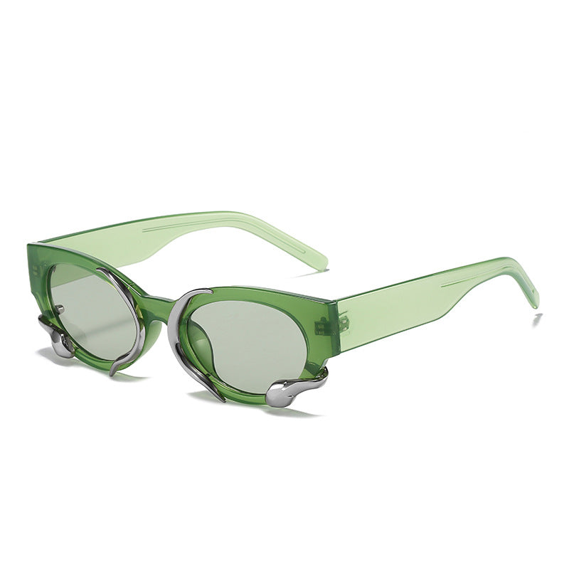 gm Same Style Women's Sunglasses Snake Small Frame Sunglasses High-End Steampunk Cat Eye Glasses shades