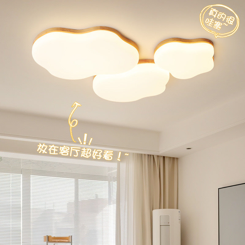 Natural Wood Cream Style Living Room Lamp2025New Stylish Internet Celebrity Cloud Full Spectrum Eye Protection Ceiling Light Zhongshan Lighting