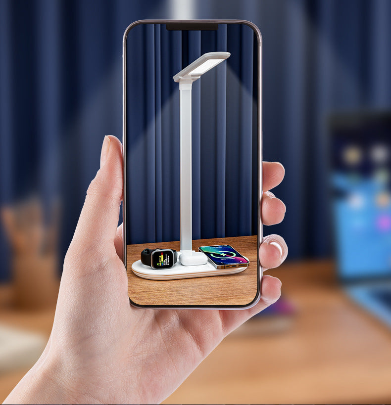 Three-in-one Smart Desk Lamp Home Bedroom Bedside Lamp Dormitory Study Lamp Wireless Charging Multi-Function Eye Protection Desk Lamp