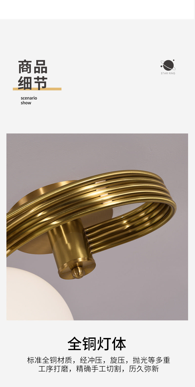 All-Copper Ceiling Light Nordic Creative Lighting Living Room Light Master Bedroom Ceiling Light Post-Modern Minimalist Dining Room Light