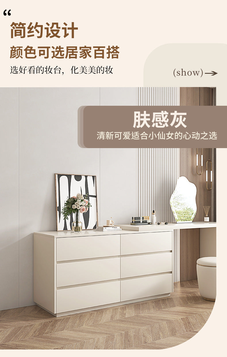 Khaki Gray Solid Wood Dressing Table Bedroom Makeup Cabinet Room Master Bedroom Makeup Mirror Makeup Table Small Apartment Internet Celebrity Makeup