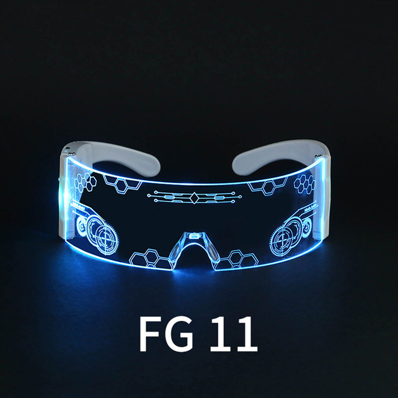 LED Light-emitting Glasses Trendy Future Technology Style Same Style Bar Disco Flashing Rechargeable Glasses