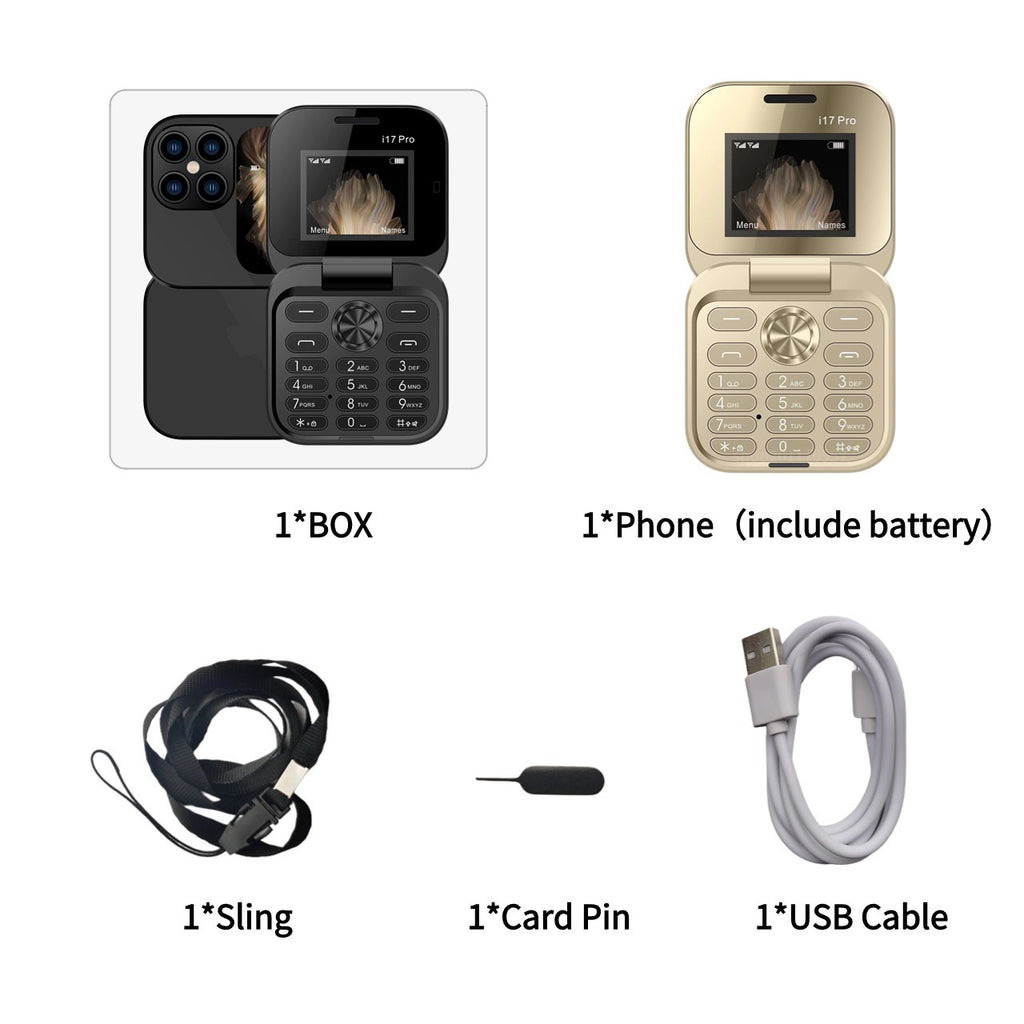 Hot Selling Exquisite Appearance Mini Folding Feature Phone Flip Cover Elderly Button Phone Pocket Phone