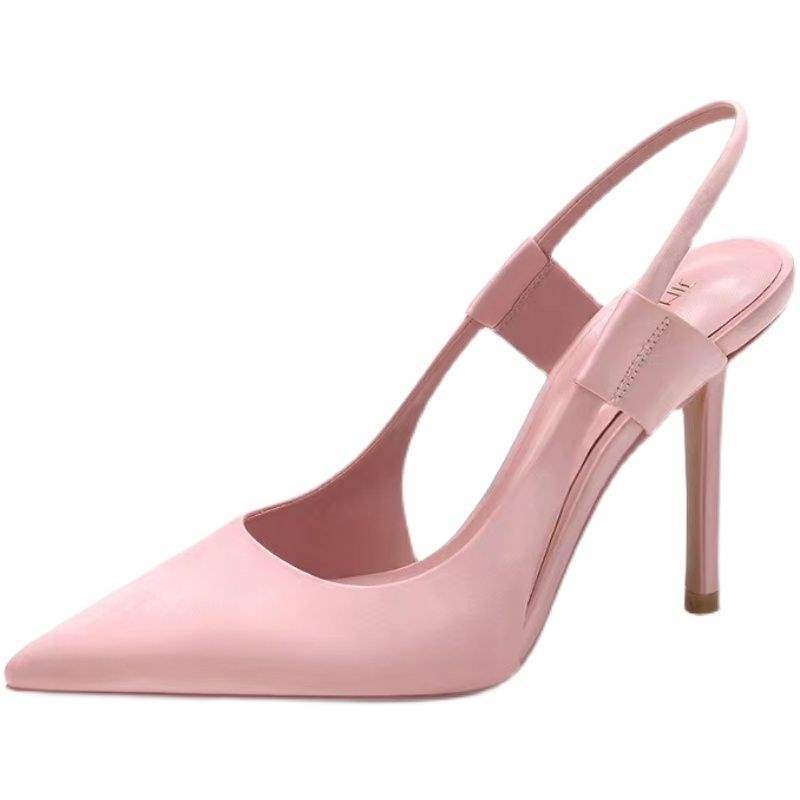 Fairy High Heels for Women2025New Pointed Toe French Style Thin Heel Mules Casual Outdoor Closed-Toe Sandals Trendy