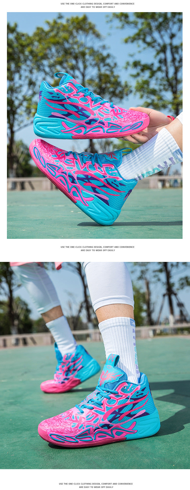 Fashion Trend Basketball Shoes New Youth Mandarin Duck Mesh Breathable Sports Shoes High-Top Training Boots