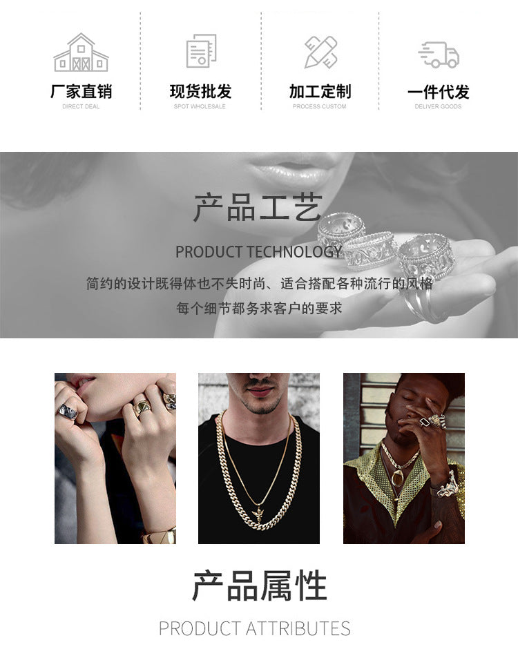 European and American Retro Men's Stainless Steel Pendant Trendy Men's Domineering Steel Pendant Takao Goro Big Claw Pendant