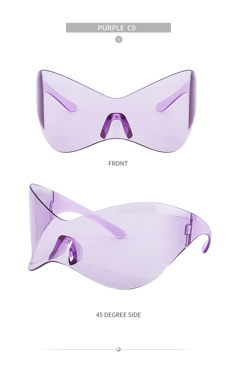 European and American Large Frame Sunglasses for Women, Trendy UV Protection Glasses with a High-End Feel Y2K Millennium Frameless Cycling Sunglasses for Men