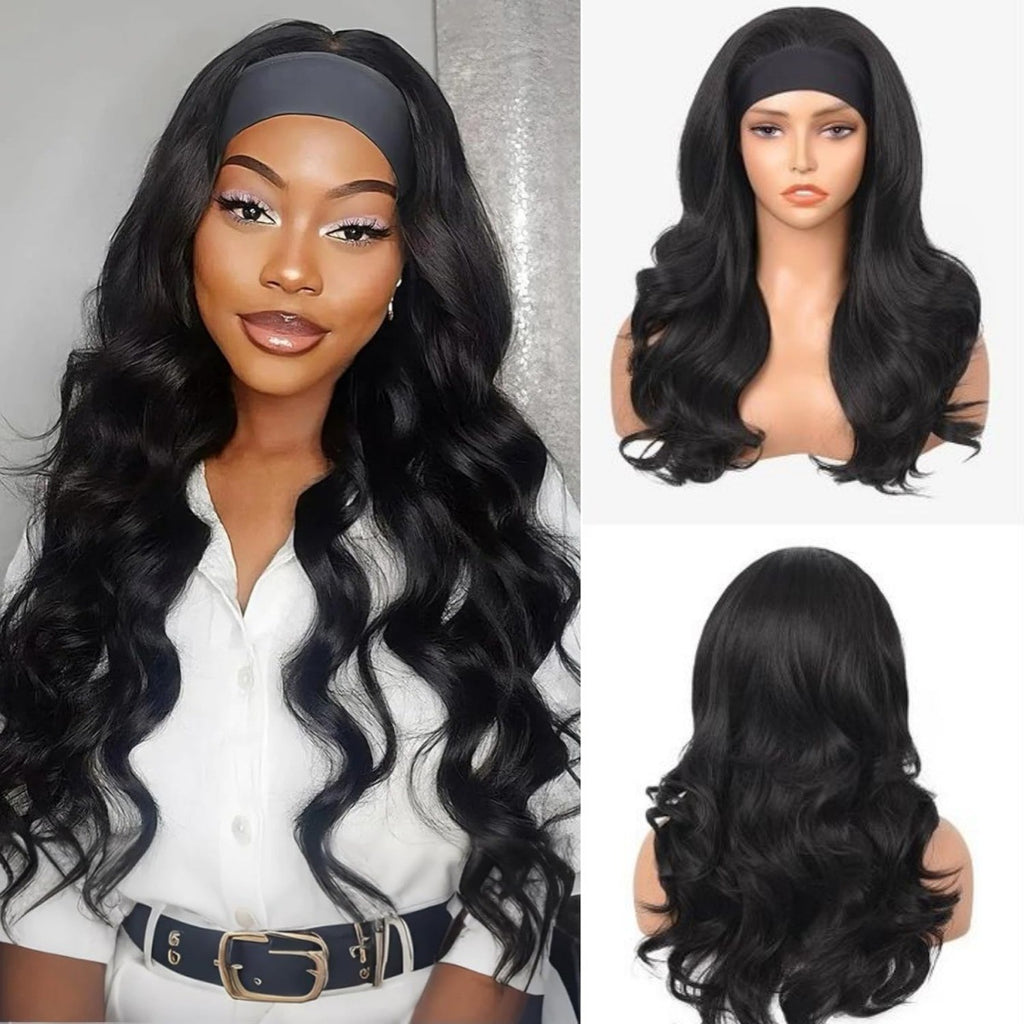 Afro Body wave Large Curly Hair Ribbon Hairband Curly Hair Glueless Synthetic Wig