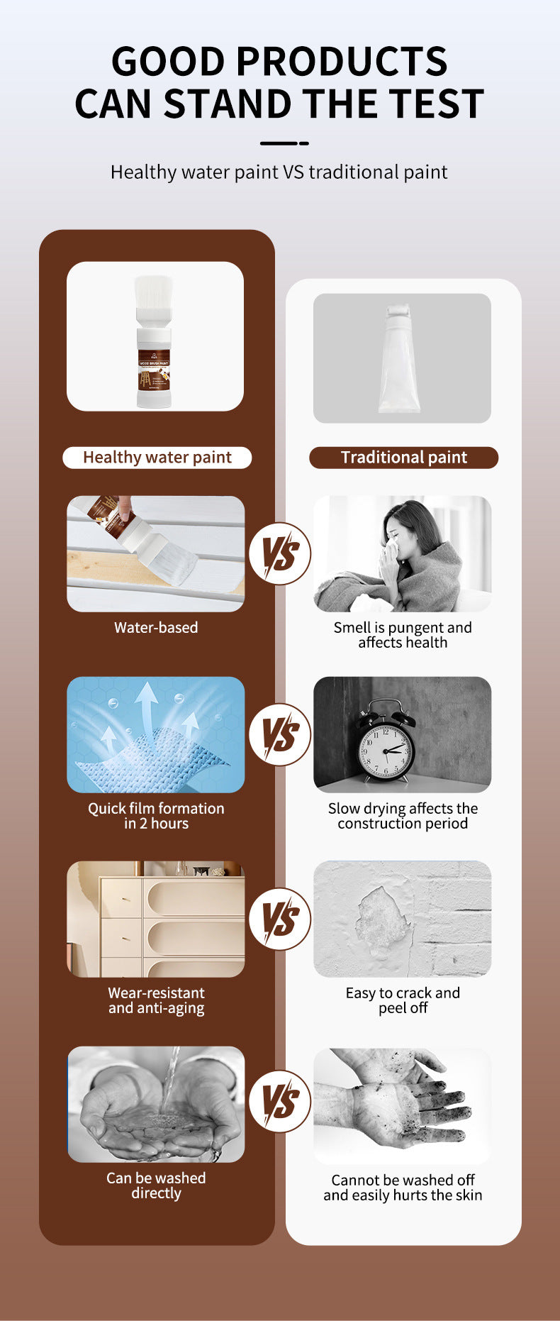 New Product Brush Paint Water-Based Wood Paint Furniture Renovation Bedside Table Wood Coating Paint Renovation Magic Tool