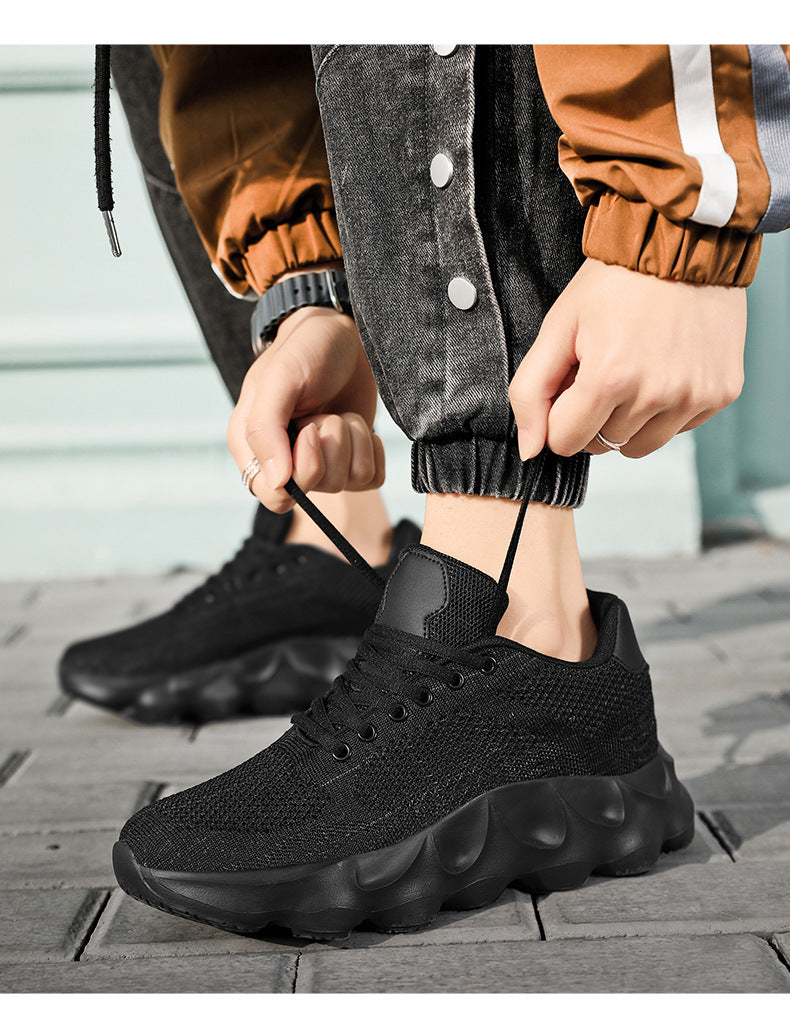 2025Autumn Large Size Men's Mesh Breathable Lightweight Height-Increasing Running Shoes Outdoor Hiking Casual Sports Shoes