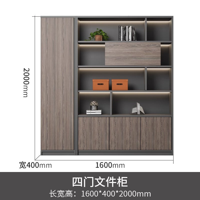 Office File Cabinet with Lock Storage Cabinet Wooden Modern Bookshelf Boss Background Cabinet Archive Cabinet