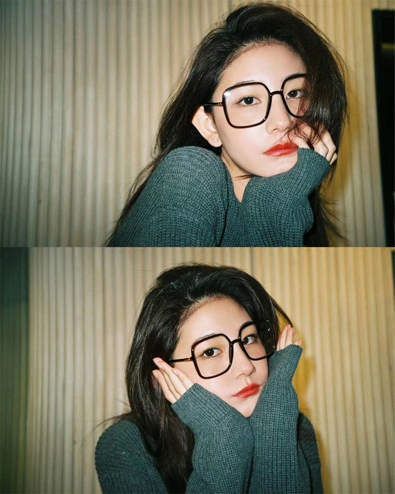 Fashion Large Frame Sunglasses for Women Trendy Zhang Ruonan Same Style Fashion Square Frame Sunglasses for Women Trendy Glasses Wholesale