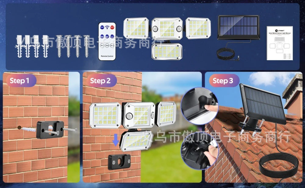 Solar Light Outdoor Garden Light Human Body Sensing Split Street Light Waterproof Wall Garden Garage Lighting Wall Light