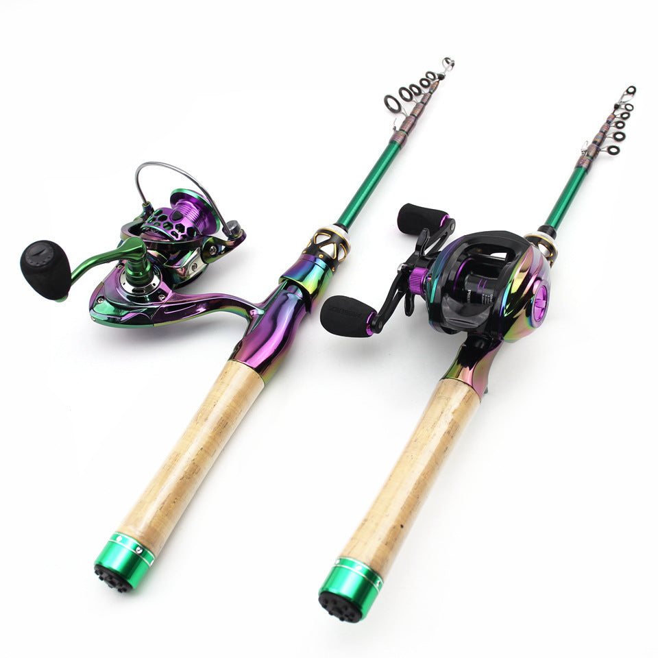 E-commerce Portable Telescopic Lure Rod Set Straight Handle Gun Handle Fishing Gear Combo FBA Overseas Warehouse Fishing Gear