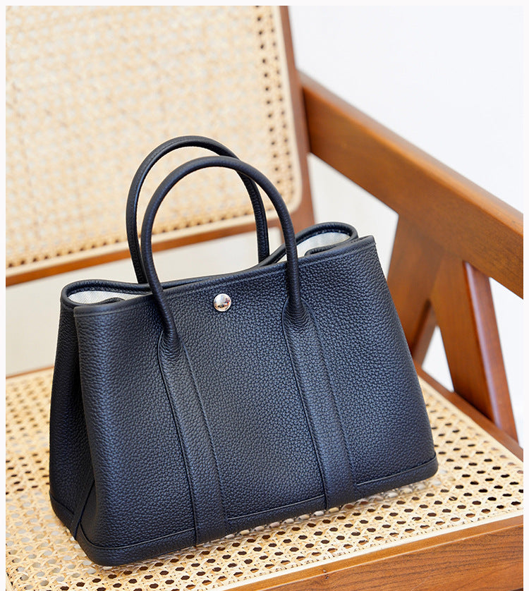 Garden Bag Summer High-End Feel Guangzhou First Layer Cowhide Women's Bag Genuine Leather Tote Bag Large Capacity Commuter Handbag