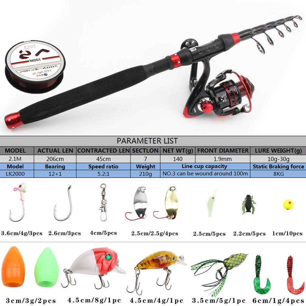 A Fishing Rod Ultra Short Retractable Portable Lure Rod Straight Handle Fishing Rod Spinning Wheel Fishing Gear Set