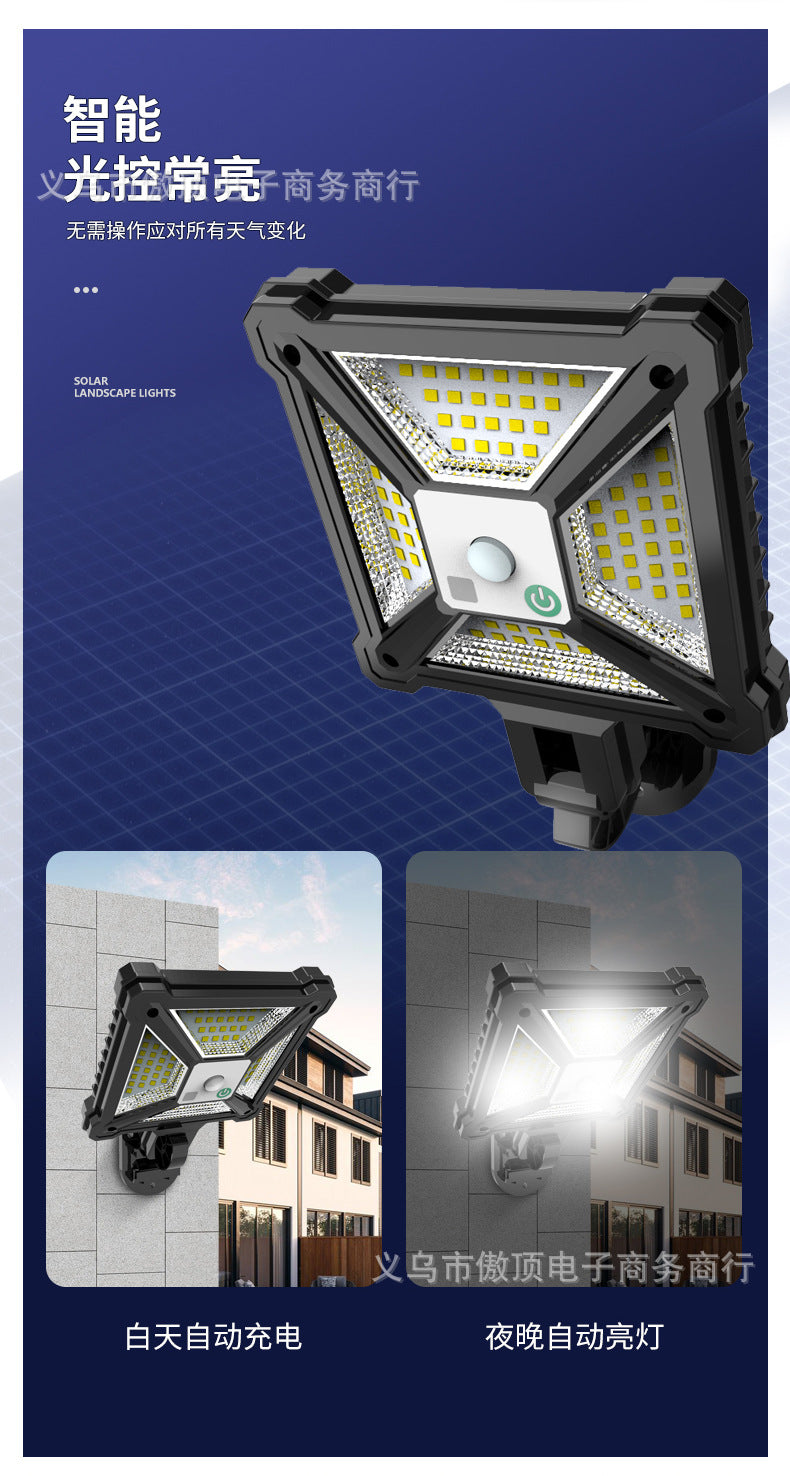 New Solar Light Human Body Sensing Street Light Outdoor Garden Light with Remote Control Garden Light LED Wall Lamp