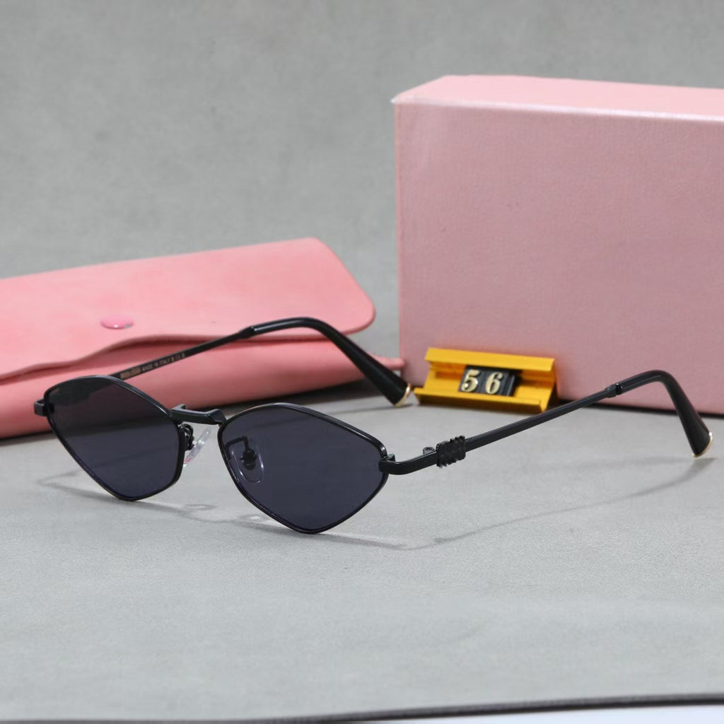 Sunglasses miu Polygonal European and American Style ins Metal high-end sunglasses for women, stylish and unique eyewear