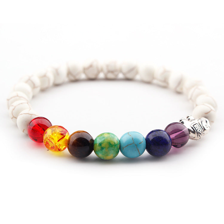 Buddha Pendant Bracelet Natural Stone Beaded Volcanic Stone Black Rutilated Quartz Bracelet8mm Single Loop Elastic Bracelet