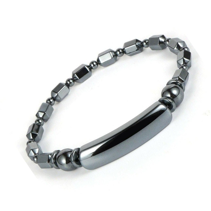 Hematite Round Bead Spacer Bracelet Men's Gift Elastic Cord Single Loop Bracelet Hematite Bridge Bracelet