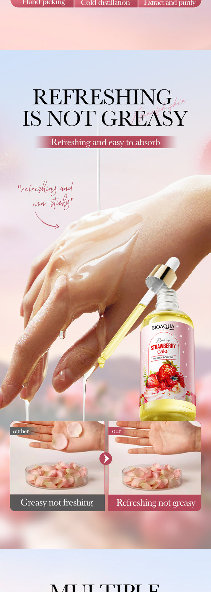 Full English Strawberry Cake Nourishing Body Oil BIOAOUA Moisturizing skin essence  foreign trade wholesale