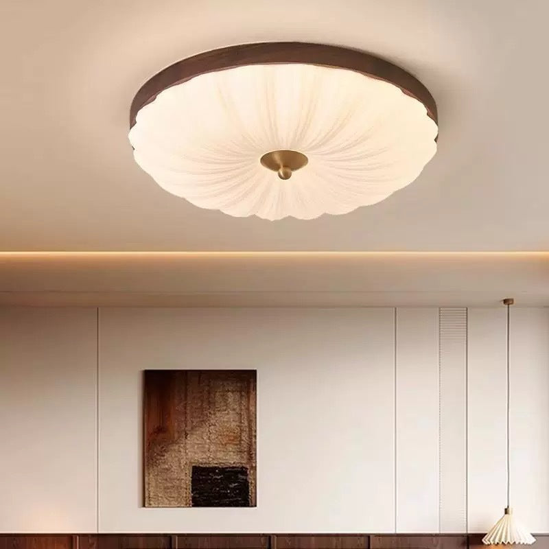 New Chinese Style Creative Personality Walnut Color Vintage Ceiling Light Bedroom Light Retro French Eye Protection Study Lamp