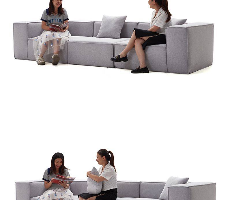 Vacuum Compression Modern Minimalist Tofu Block Sofa Small Apartment Living Room Retro Straight Row Roll Pack Square Fabric Sofa