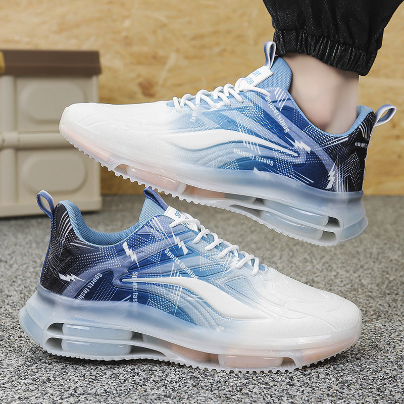 Men's Sports Shoes Spring and Autumn Ice Silk Hot Style Air Cushion Shock Absorption Trendy Men's Shoes Youth Running Shoes Student Casual Running Shoes