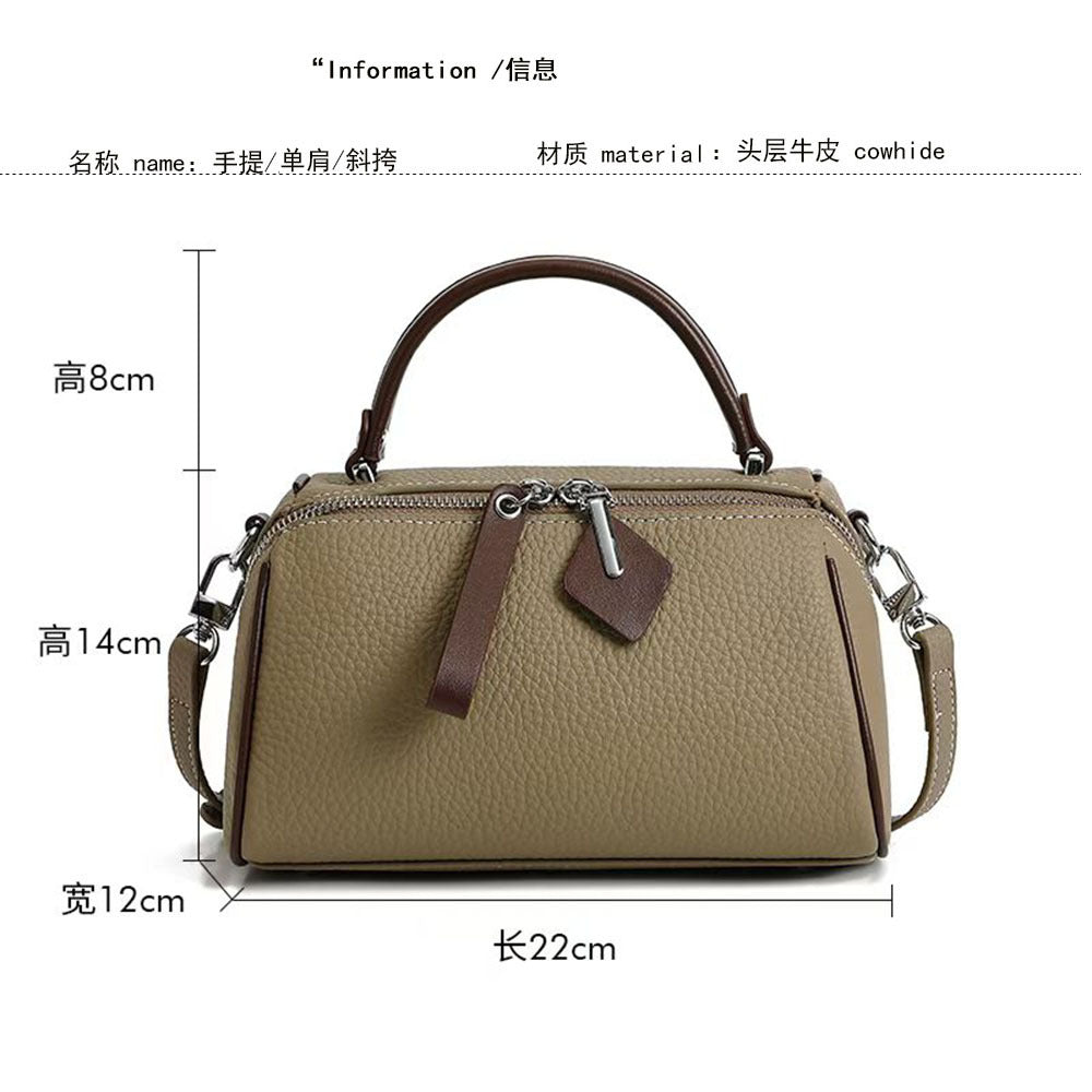 Niche Color-Block Genuine Leather Handbag for Women2025New Fashion Versatile Pillow Bag Stylish Single Shoulder Crossbody Bag