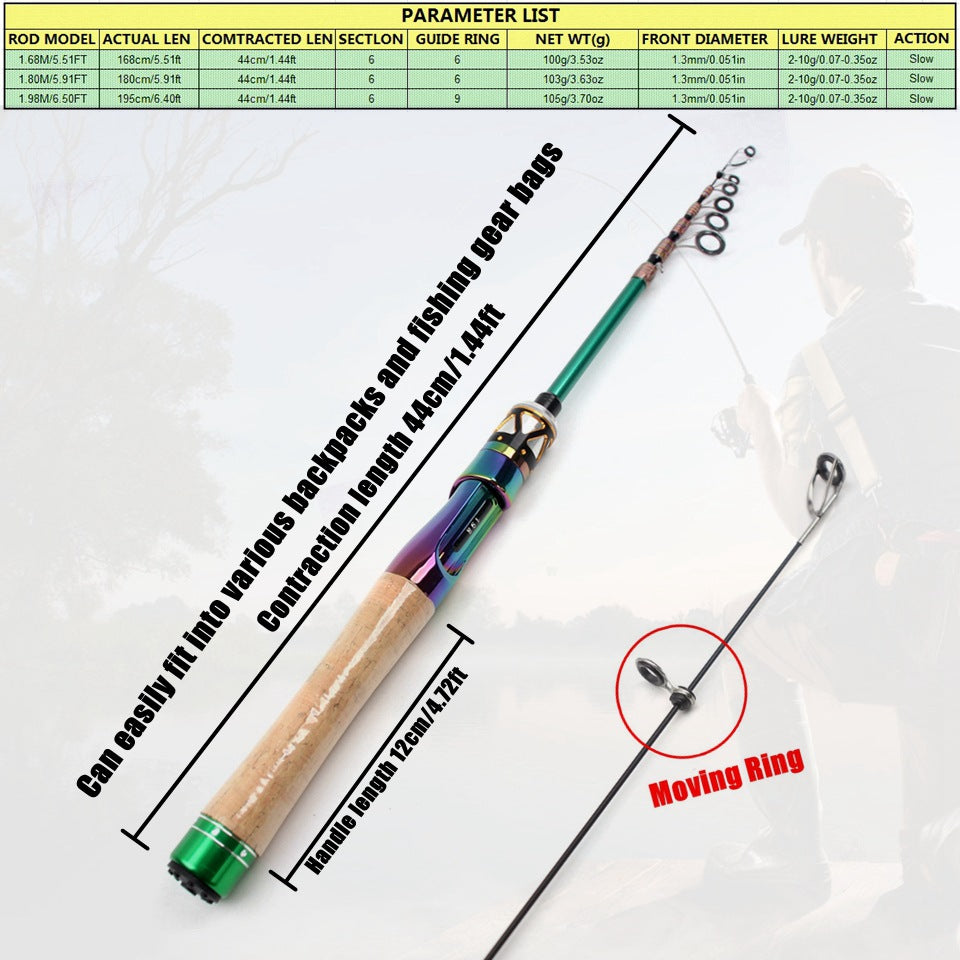 Ultra-short Carbon Fiber Shrink UL Portable Lure Rod Electroplated Telescopic Stream Lure Rod