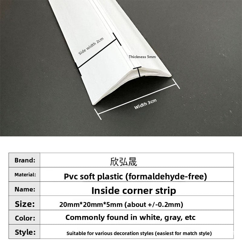 PVC Inner corner trim for wooden flooring, decorative corner strip, self-adhesive arc edge trim for wardrobe, triangular edge trim