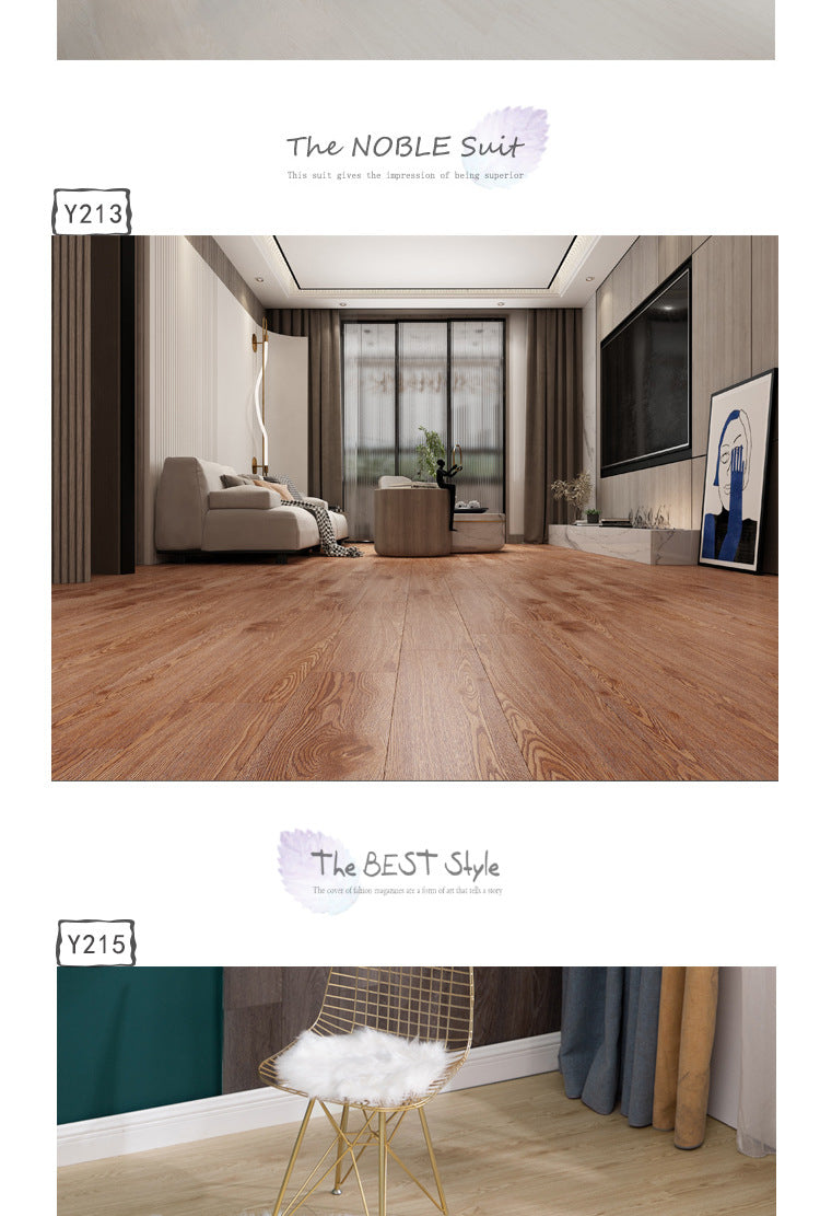 PVC Plastic Floor Stickers Self-Adhesive Wood Grain Cement Floor Stickers Special for Bedroom Waterproof Non-Slip Floor Renovation Chinese Style